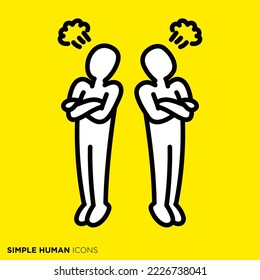 Simple human icon series "Two people in a big quarrel"