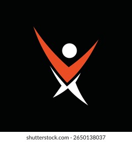simple human logo design, silhouette people happy vector icon template