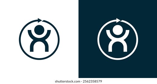 Simple human logo, people and circle logo, repetitive person fitness logo