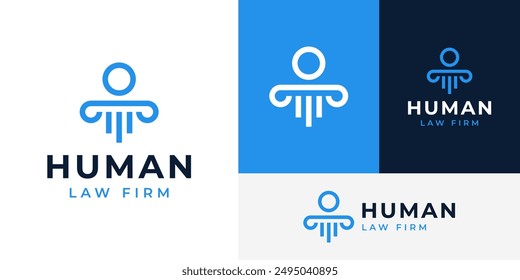 Simple Human People Pillar Law Attorney Firm Logo Design Branding Template