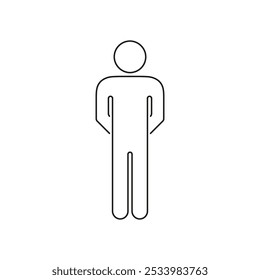 Simple Human Pose Line Icon. Person Standing Outline Sign. Minimalistic Man Figure Pictogram. Editable Stroke. Isolated Vector Illustration.