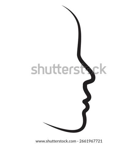 Simple Human Profile Illustration with Smooth Lines. Minimalist Face Profile Line Art Silhouette