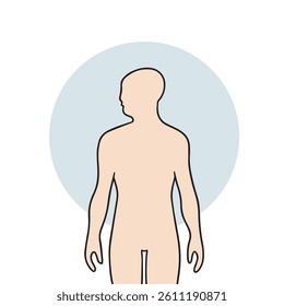 Simple human silhouette, illustration of the upper body of a person.