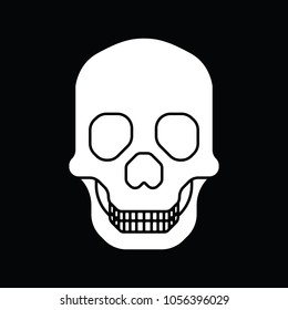 A simple human skull icon in vector format over a black background.