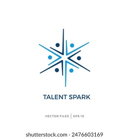 diseño de logotipo simple humano y estrella de seis puntas spark