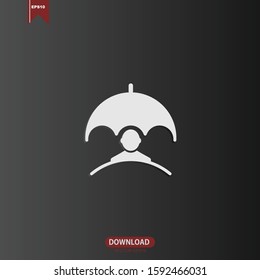 Simple human and umbrella concept logo vector design