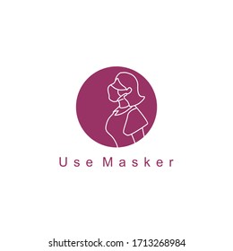 Simple Human use face mask concept logo icon  vector design