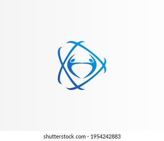 Simple human working logo with blue color concept design