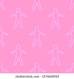 Simple humans pattern. Pink seamless vector graphics.