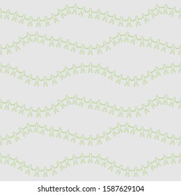 Simple humans' shapes holding hands in lines. Seamless pattern. Vector graphics.