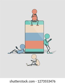 simple humans with smartphone