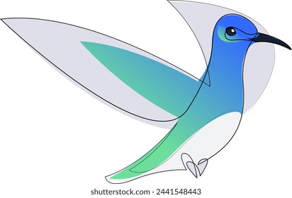 Simple hummingbird colibri flies design. Minimalism style bird vector illustration.