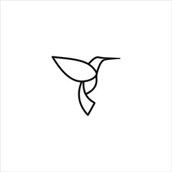 Simple Hummingbird Line Logo Icon Design Vector Illustration.
