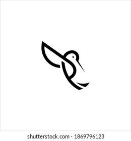 Simple hummingbird line logo icon design vector illustration.