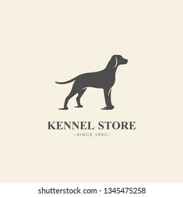 Simple hunting dog logo design template. Vector illustration.