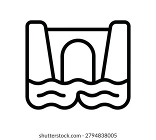 Simple hydroelectric dam bridge icon for renewable energy concept
