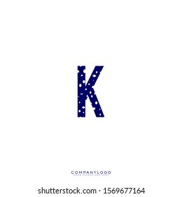 simple ice blue monogram K logo letter isolated on white background vector illustration