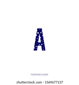 simple ice blue monogram A logo letter isolated on white background vector illustration