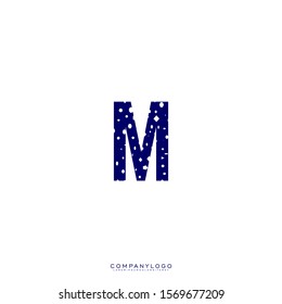 simple ice blue monogram M logo letter isolated on white background vector illustration