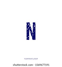 simple ice blue monogram N logo letter isolated on white background vector illustration