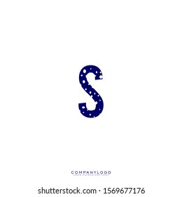 simple ice blue monogram S logo letter isolated on white background vector illustration