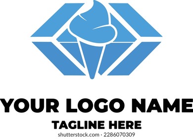 Ilustración del logotipo del diamante de helado simple
