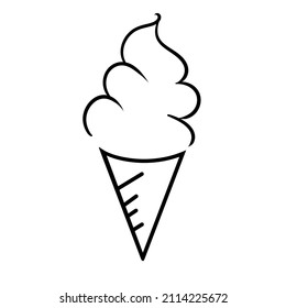 Simple ice cream icon in a cone. Vector illustration with editable stroke.