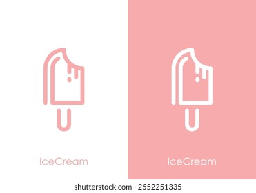 Logotipo simple del helado. Plantilla del diseño del Vector de la bebida de la comida dulce