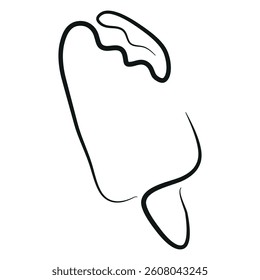 simple ice cream on a stick icon drawn with a few lines in line art style