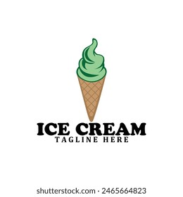 Simple ice cream premium logo vector illustration template design