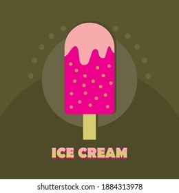 simple ice cream stick vector logo design in pink color