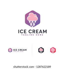 Simple Ice Creams logo designs vector, Ice Cream Iconic logo template