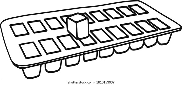 simple ice cube tray linear illustration