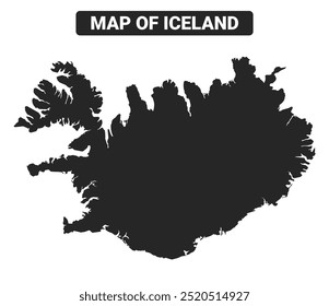Simple Iceland Black map flat vector illustration