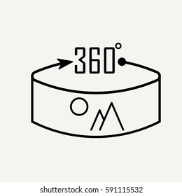 Simple icon of 360 Degree Image and Video Related Vector Line Icons. 
