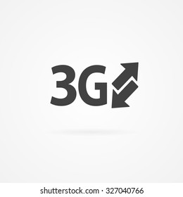 Simple icon of 3g text and arrows. Shadow and white background.
