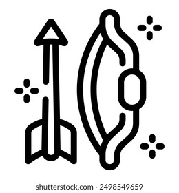 Simple icon of an archery arrow and bow representing growth and success
