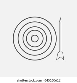 Simple icon of the arrow and target. Contour illustration.