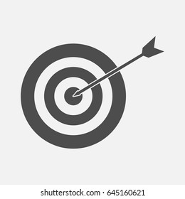 Simple icon of the arrow and target.  Monochrome illustration.