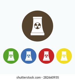 Simple icon atomic power station.
