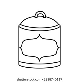 Simple icon of bakery. Line sticker with container for sugar or flour for making sweet pastries. Design element for apps and sites. Cartoon flat vector illustration isolated on white background