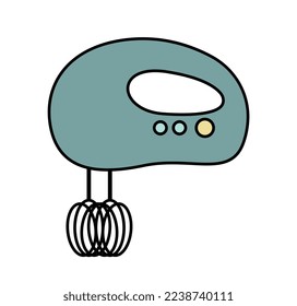 Simple icon of bakery. Sticker with device for making delicious pastries. Cream Whipping Mixer. Design element for stickers and websites. Cartoon flat vector illustration isolated on white background