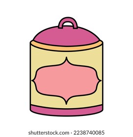 Simple icon of bakery. Sticker with jar for bulk products or sugar. Accessories for confectionery. Design element for social networks. Cartoon flat vector illustration isolated on white background