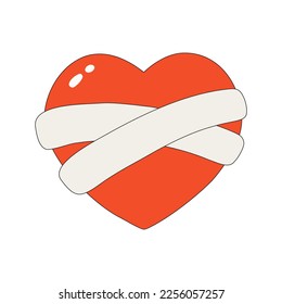 A simple icon of a bandaged heart. Vector illustration of a bandaged heart isolated on a white background. valentine's day