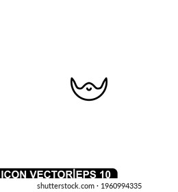 Simple Icon Beard Vector Illustration Design. Outline Style, Black Solid Color.