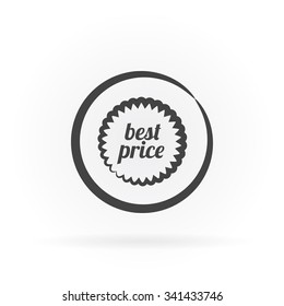 Simple icon of best price in circle with shadow.
