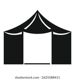 Simple icon of a big top circus tent with open entrance welcoming visitors