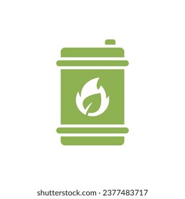 Simple icon of Biofuel barrel. Renewable energy and green environment. Biogas concept