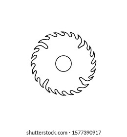 Simple icon black circular saw on white background. Vector engineering illustration. Flat outline vector icon.