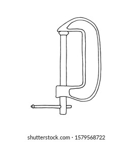 Simple icon black clamp on white background. Vector engineering illustration. Flat outline vector icon.